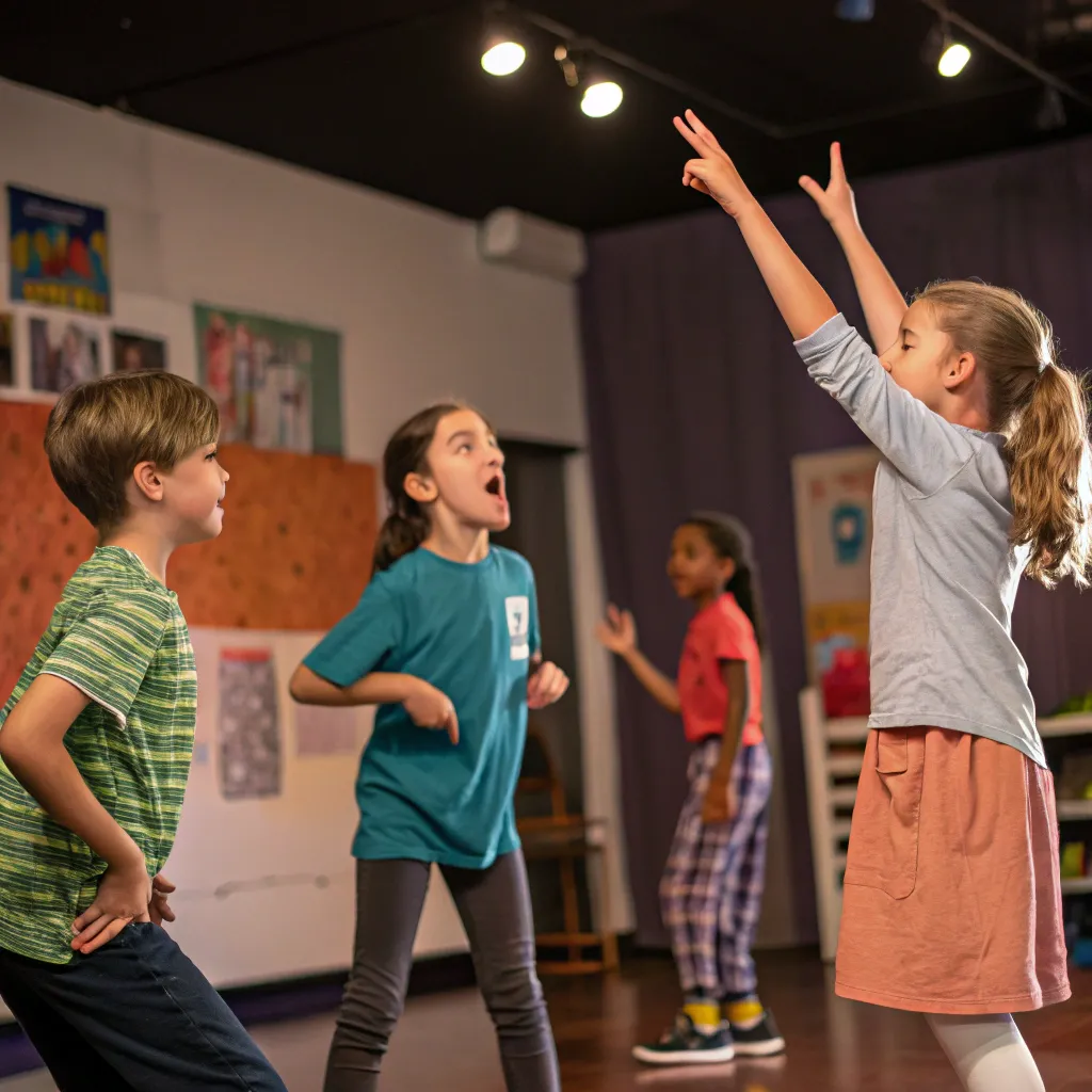 Children learning the basics of acting