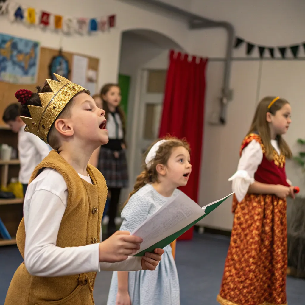 Children in an acting class